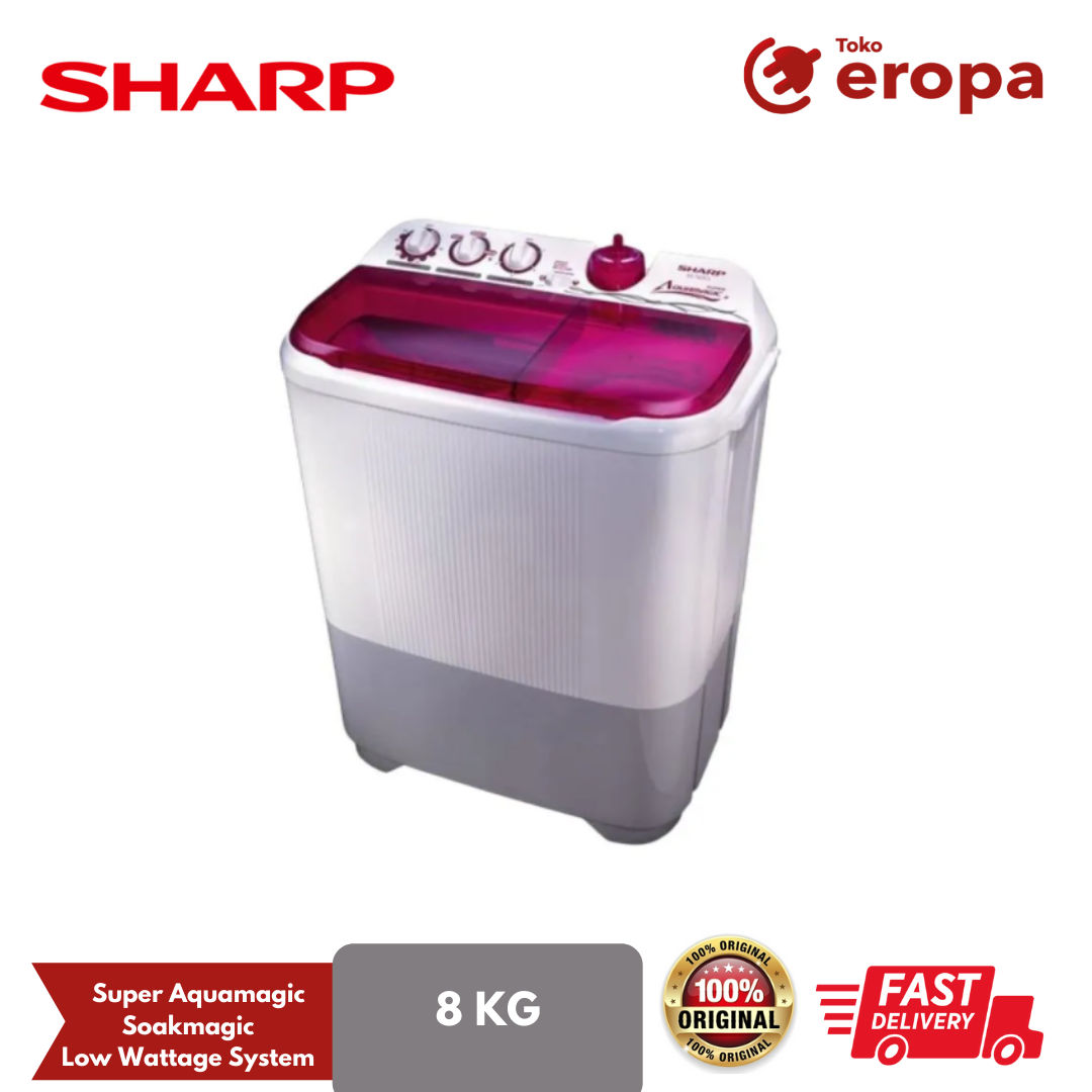 Mesin Cuci 2 Tabung Sharp ES-T85CR-BK/VK/PK 8 kg